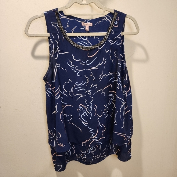 Juicy Couture Navy Blue Relax Fit Sleevesless Blouse size M - Picture 1 of 11
